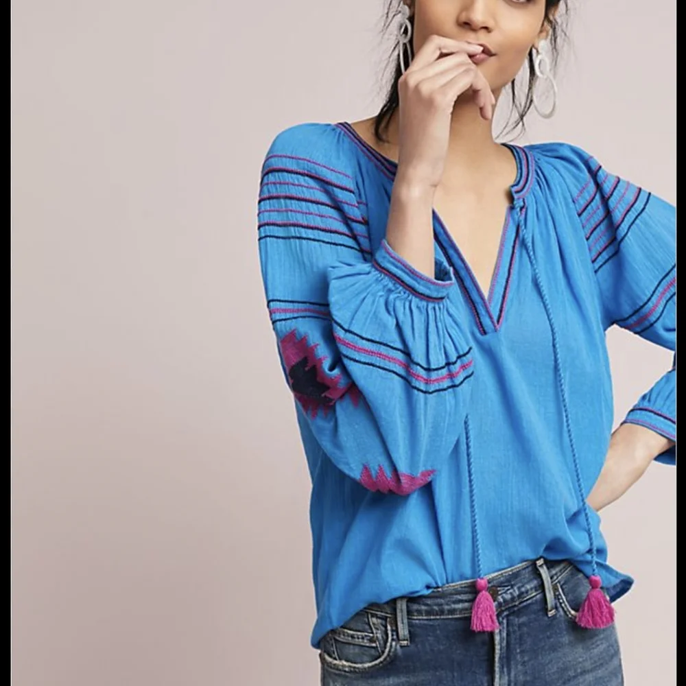 Anthropologie Maeve Runway Boho Embroidered Blouse - Picture 1 of 7